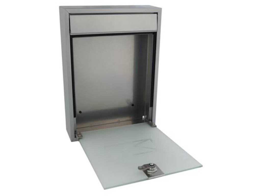 Perel Briefkasten Milan, Wandmontage, Milchglas, inkl. 2 Schlüssel, Abmessungen (H x B x T) 36 x 26 x 8 cm, Silber