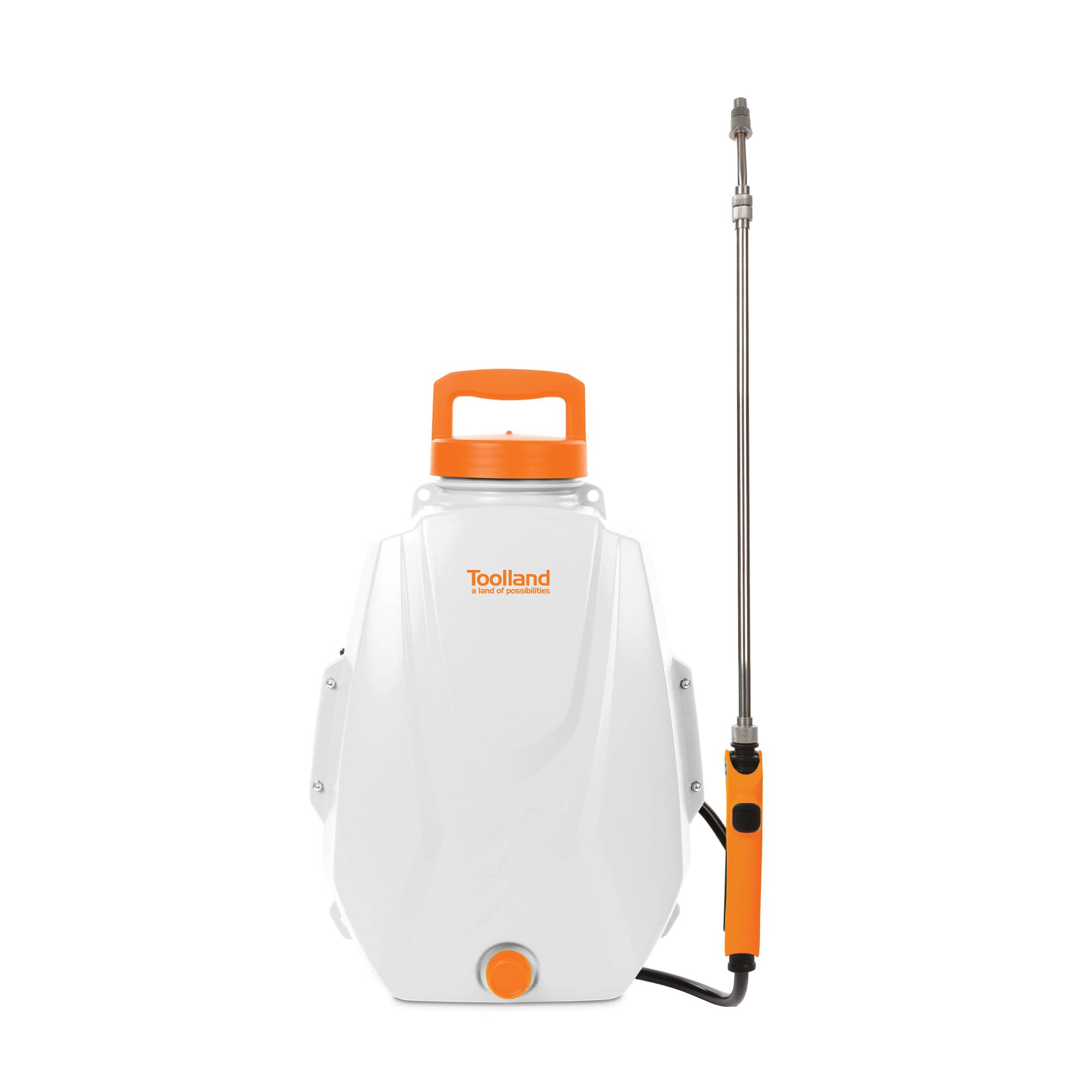 Toolland Drucksprüher, 12 L Rückensprühgerät, Gartenspritze mit Akku und Teleskop-Lanze, gepolsterte Schultergurte