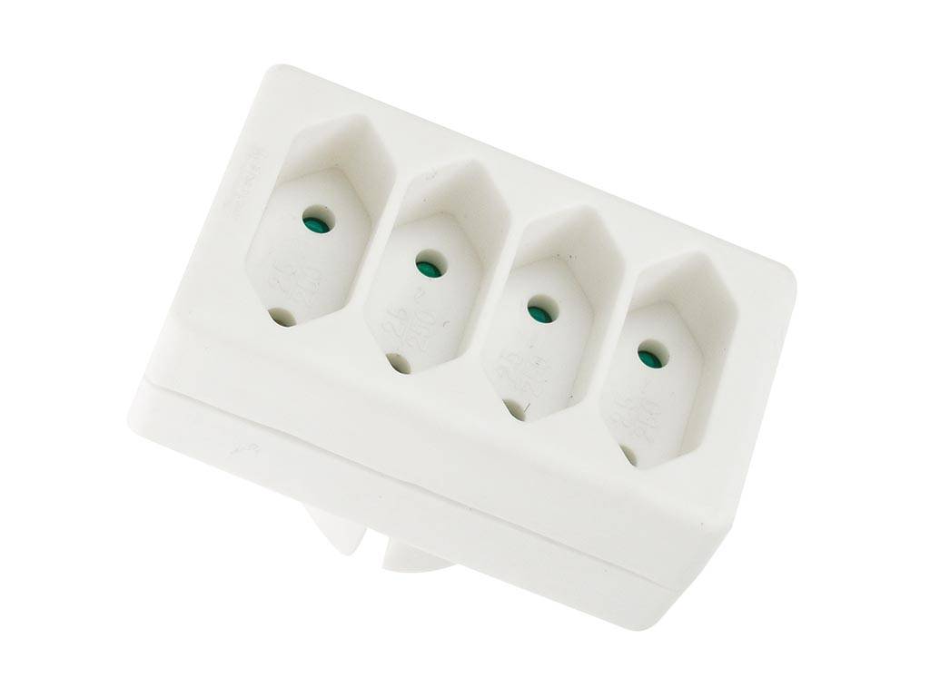 Perel Steckdosen-Verteiler, 4 Europastecker, Typ-E-Stecker, Polypropylen, Innenbereich, Weiß