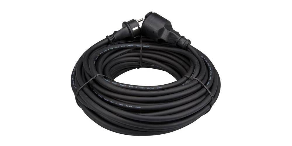 Perel GUMMI-VERLÄNGERUNGSKABEL - 25 m - SCHWARZ - 3G1.5 - STECKER-TYP