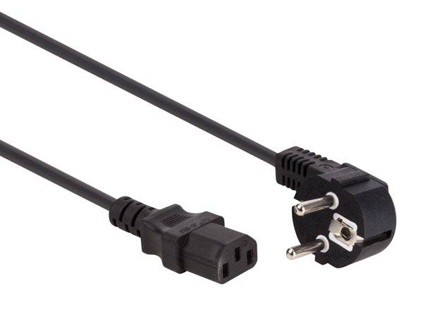 NETZKABEL - SCHWARZ - CEE 7/7 90° + C13 - 2.5 m - H05VV-F 3G1.0 mm²