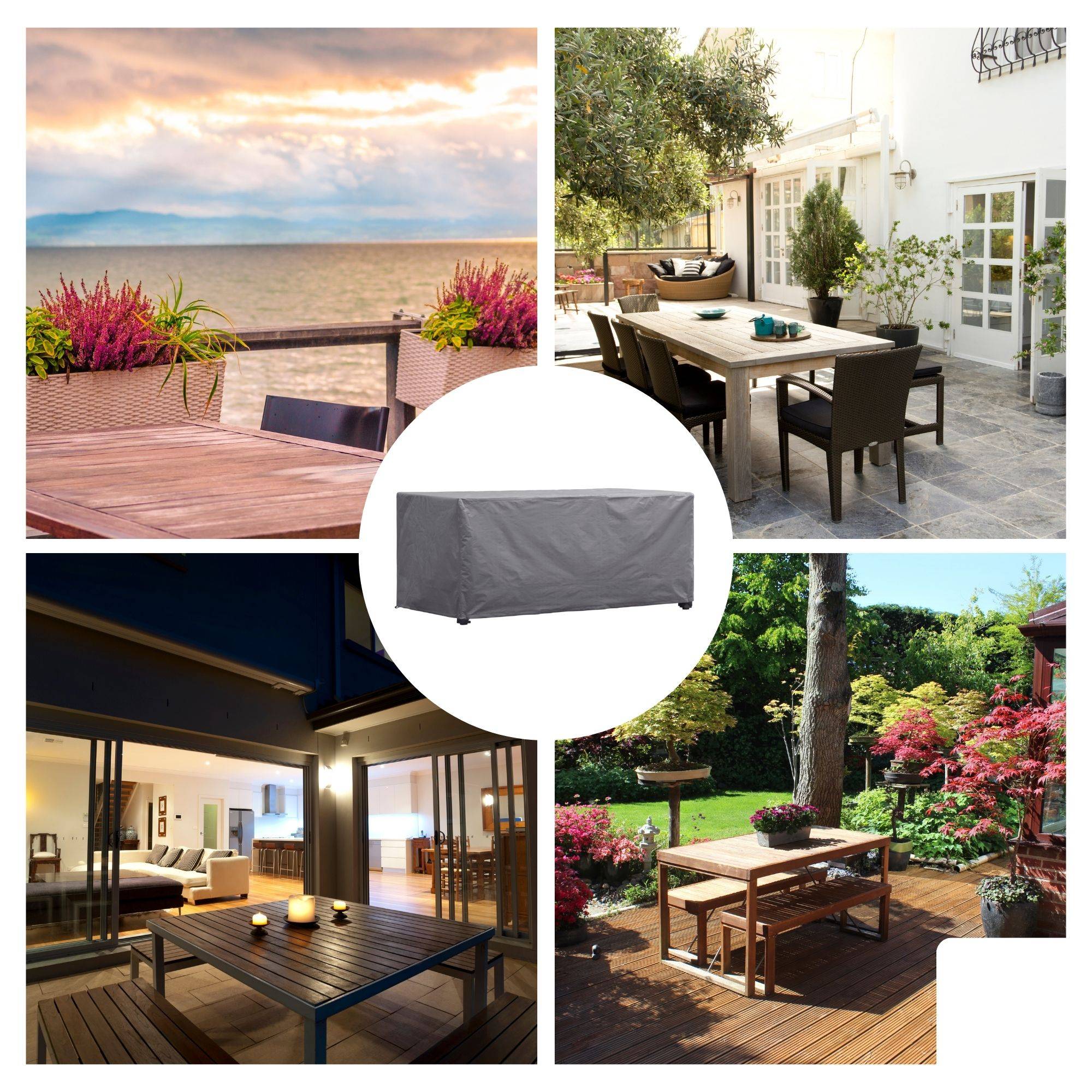 Perel Schutzhülle für Tische bis zu 240 cm, Grau, rechteckig, 245 cm x 105 cm x 75 cm