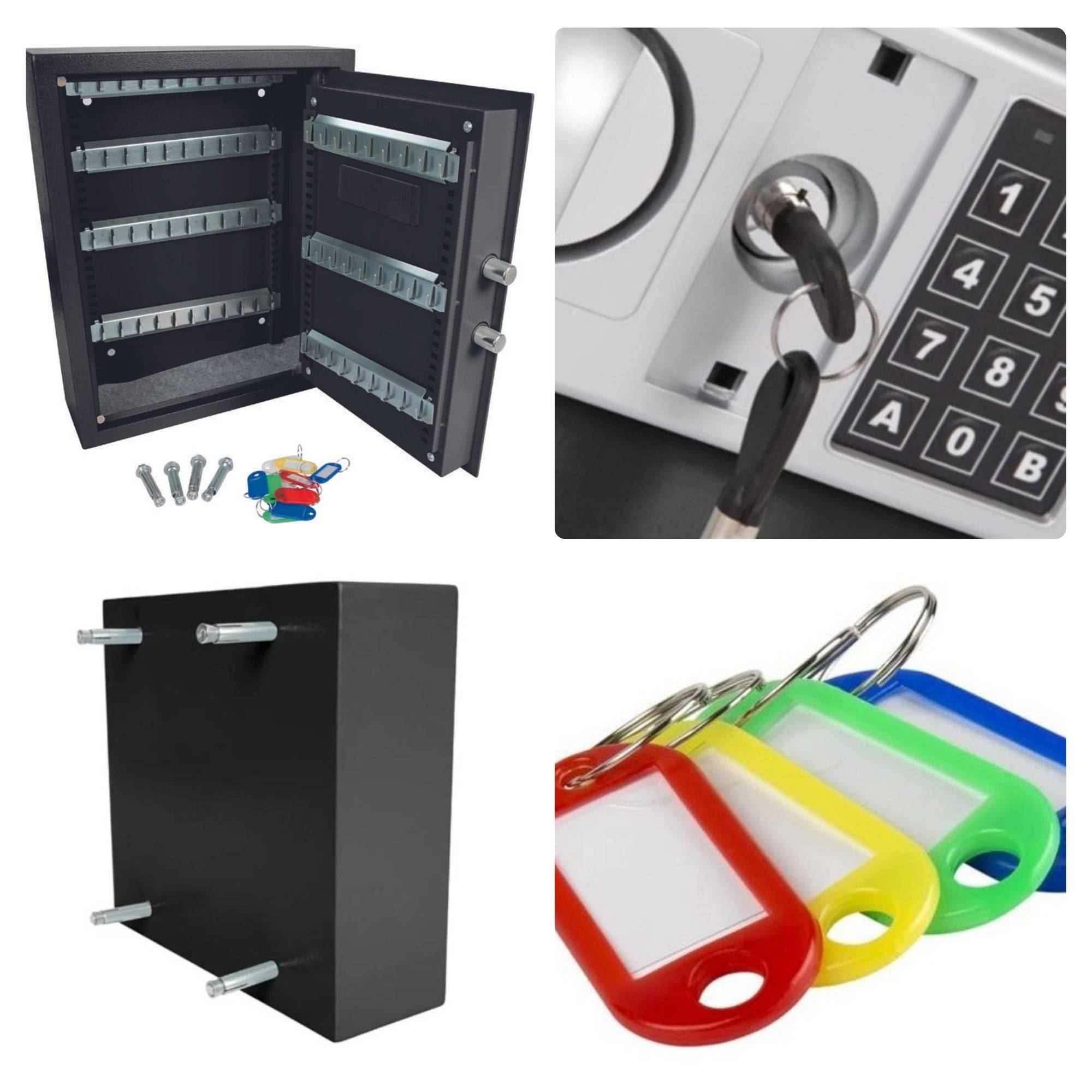 Perel Schlüsseltresor mit elektronischem Zahlenschloss, Safe 71 Haken, Schwarz