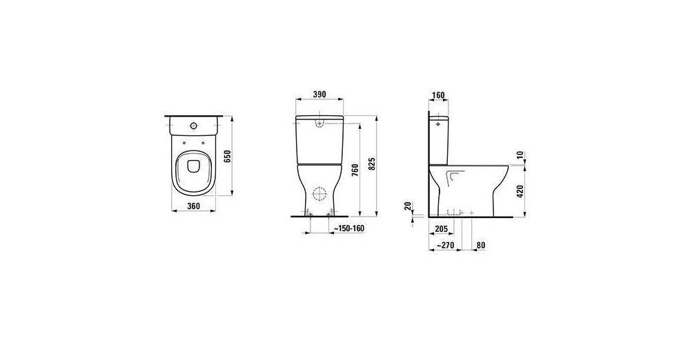 LAUFEN Stand-WC Kombination LUA tief 360x650mm Abgang waagerecht weiß