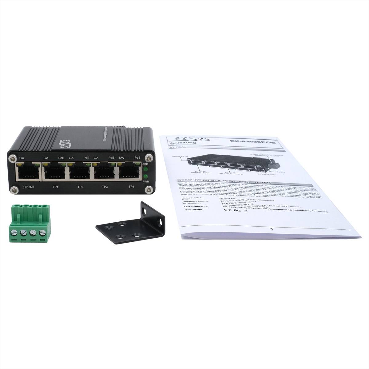 EXSYS EX-62020PoE 5-Port Industrie Ethernet Switch PoE