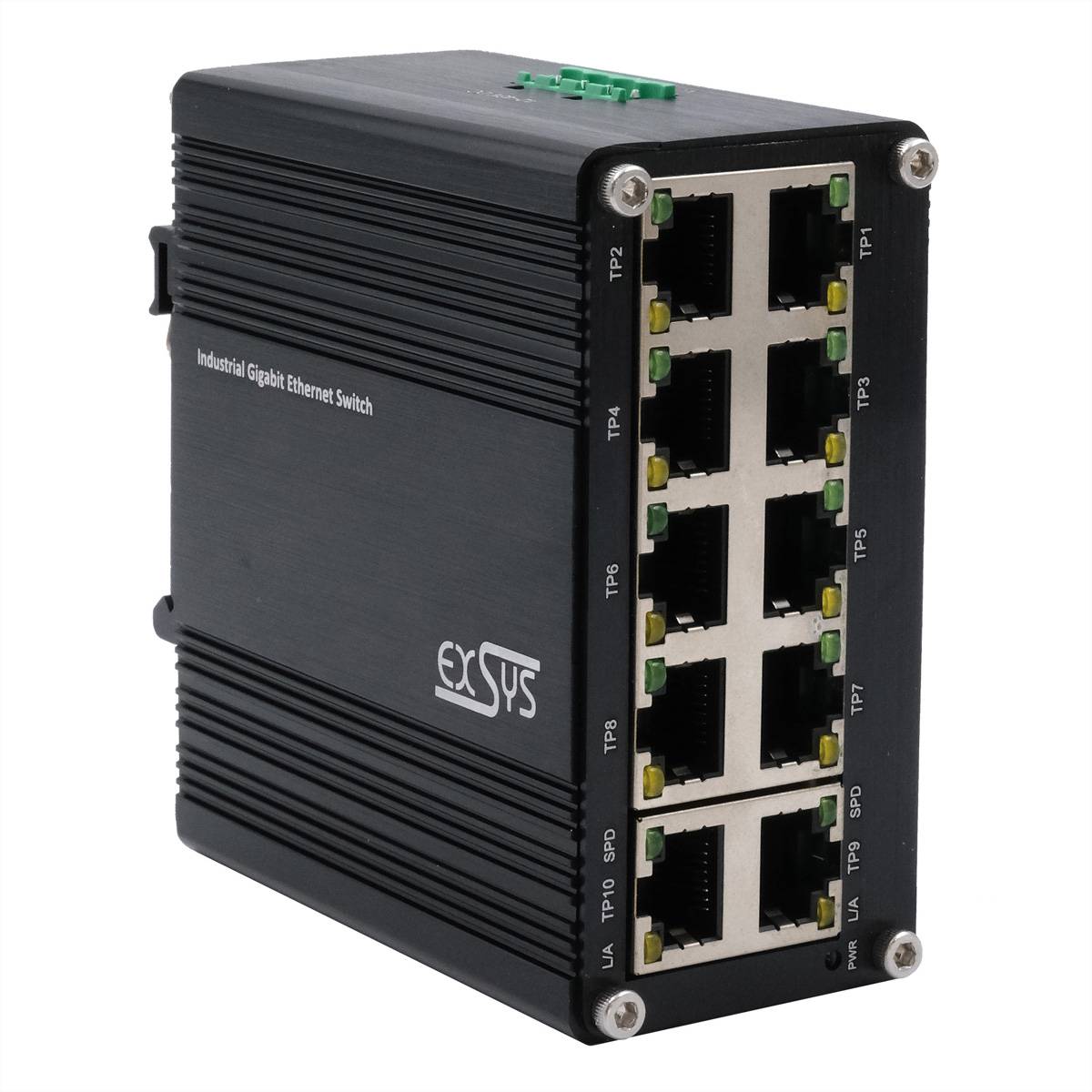 EXSYS - Switch 10Port Industrie Ethernet 10x10/100/1000Tx 12-48VDC - Switch - 1 Gbps