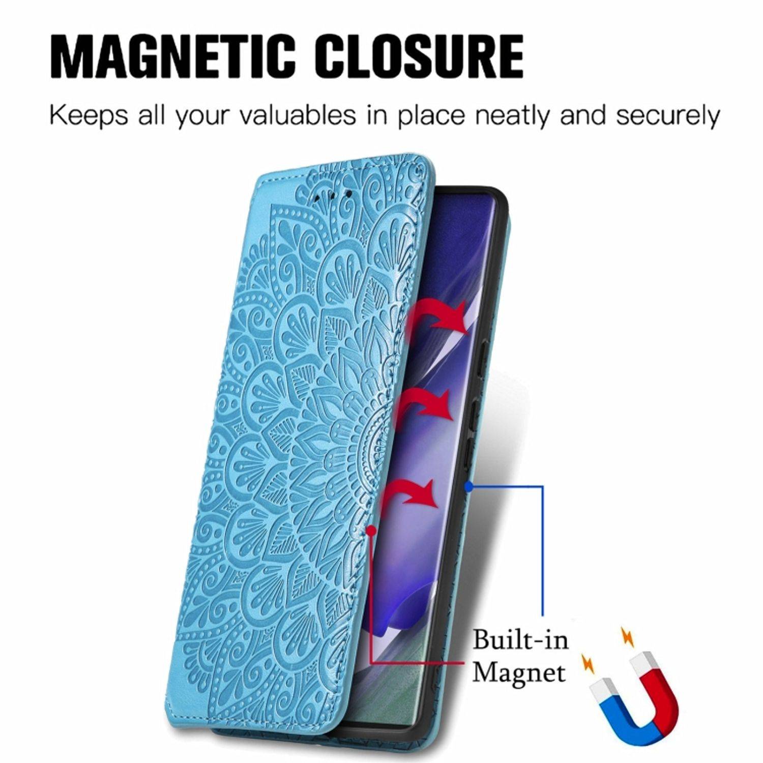 Hülle kompatibel mit Samsung Galaxy S22 Ultra 5G Kunstleder Handyhülle - Handy Case Blau