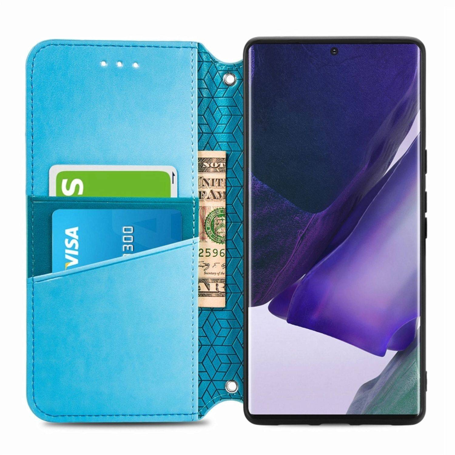 Hülle kompatibel mit Samsung Galaxy S22 Ultra 5G Kunstleder Handyhülle - Handy Case Blau
