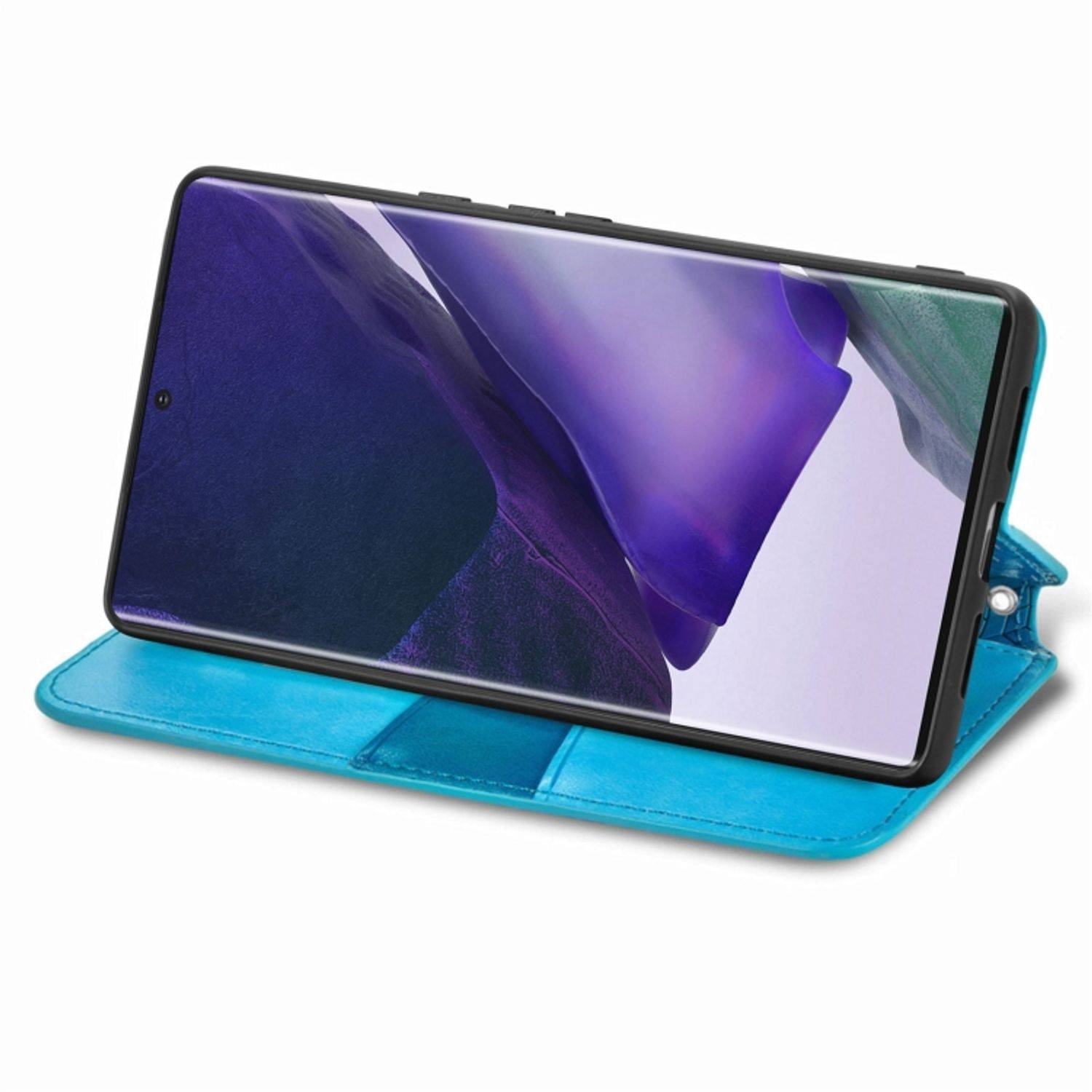 Hülle kompatibel mit Samsung Galaxy S22 Ultra 5G Kunstleder Handyhülle - Handy Case Blau