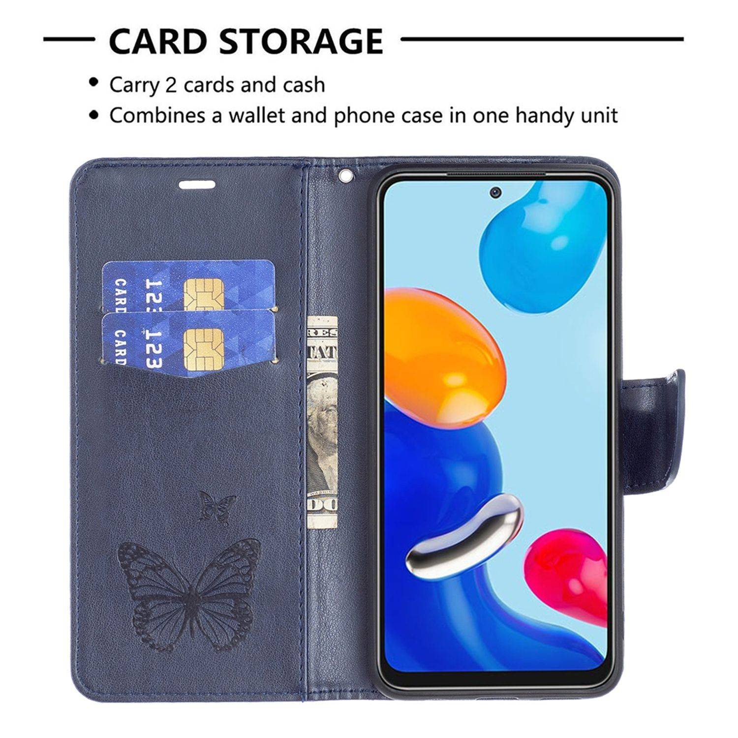 Hülle kompatibel mit Xiaomi Redmi Note 11 / Note 11S Global Kunstleder Handyhülle - Handy Case Blau