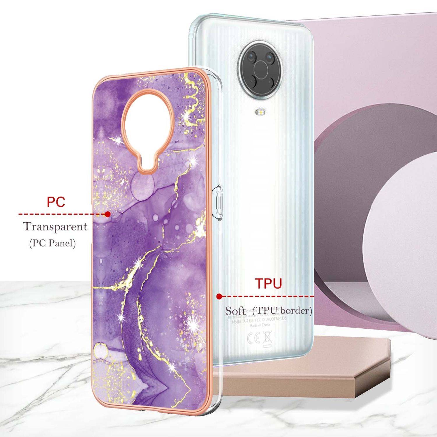 Hülle kompatibel mit Nokia G10 / G20 Kunststoff Soft Handyhülle - Handy Case Violett 2