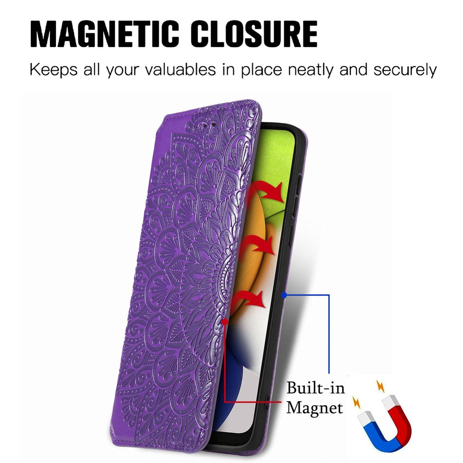 Hülle kompatibel mit Samsung Galaxy A03 Kunstleder Handyhülle - Handy Case Lila