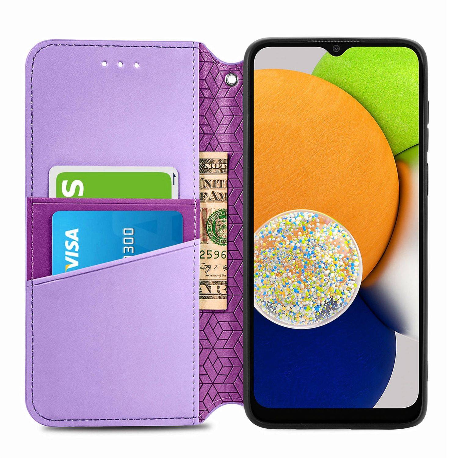Hülle kompatibel mit Samsung Galaxy A03 Kunstleder Handyhülle - Handy Case Lila