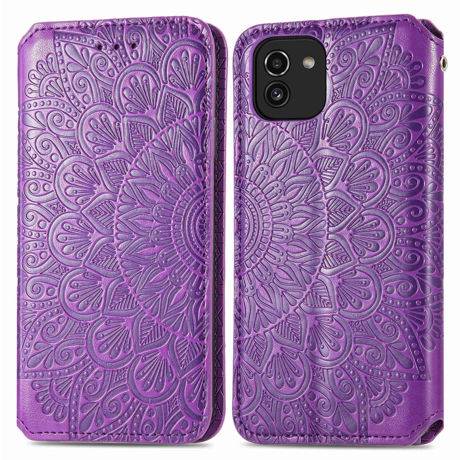 Hülle kompatibel mit Samsung Galaxy A03 Kunstleder Handyhülle - Handy Case Lila