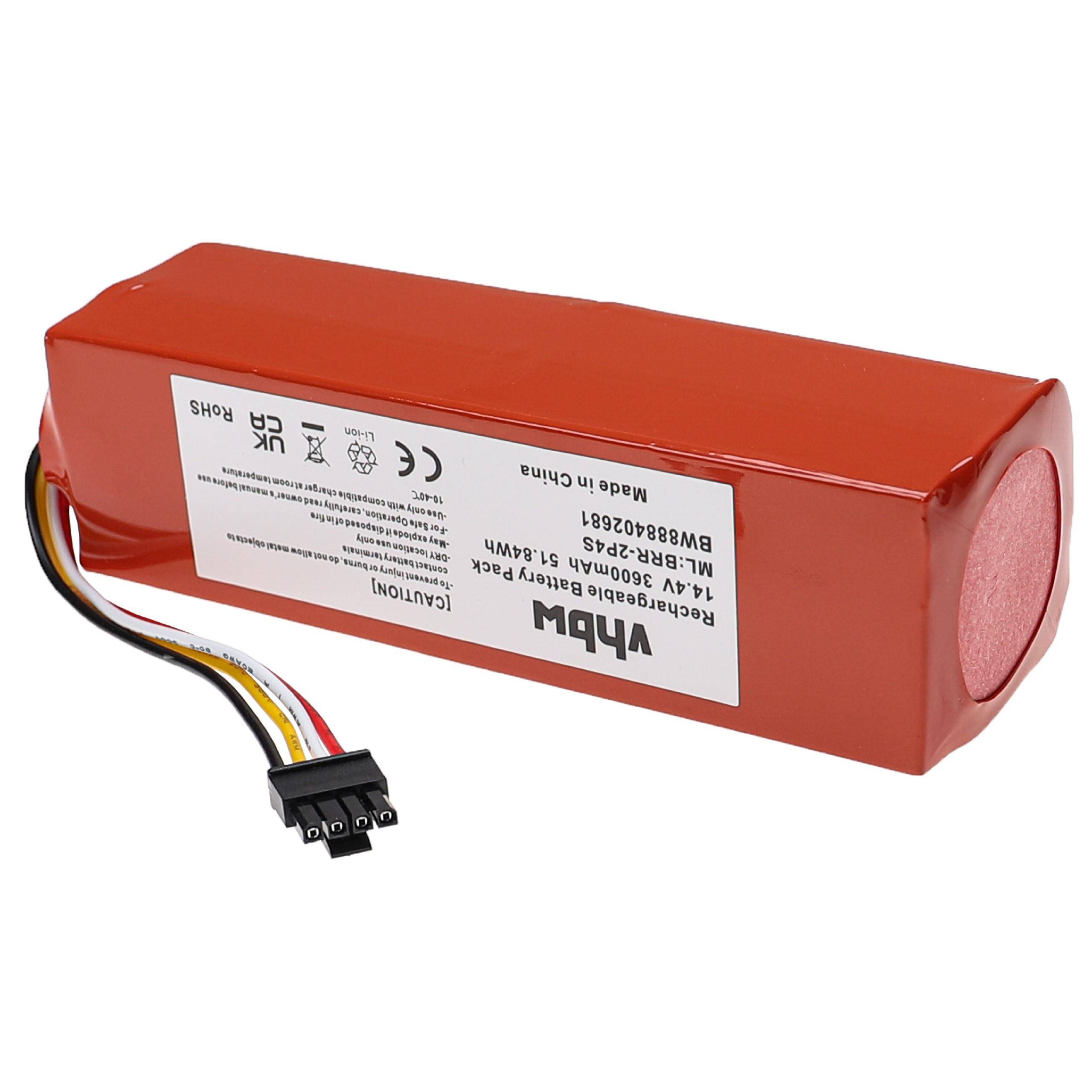 vhbw Akku kompatibel mit Xiaowa E35 E352-00, E20 E202-00, E25 E252-00, C10 C102-00 Saugroboter (3600 mAh, 14,4 V, Li-Ion)