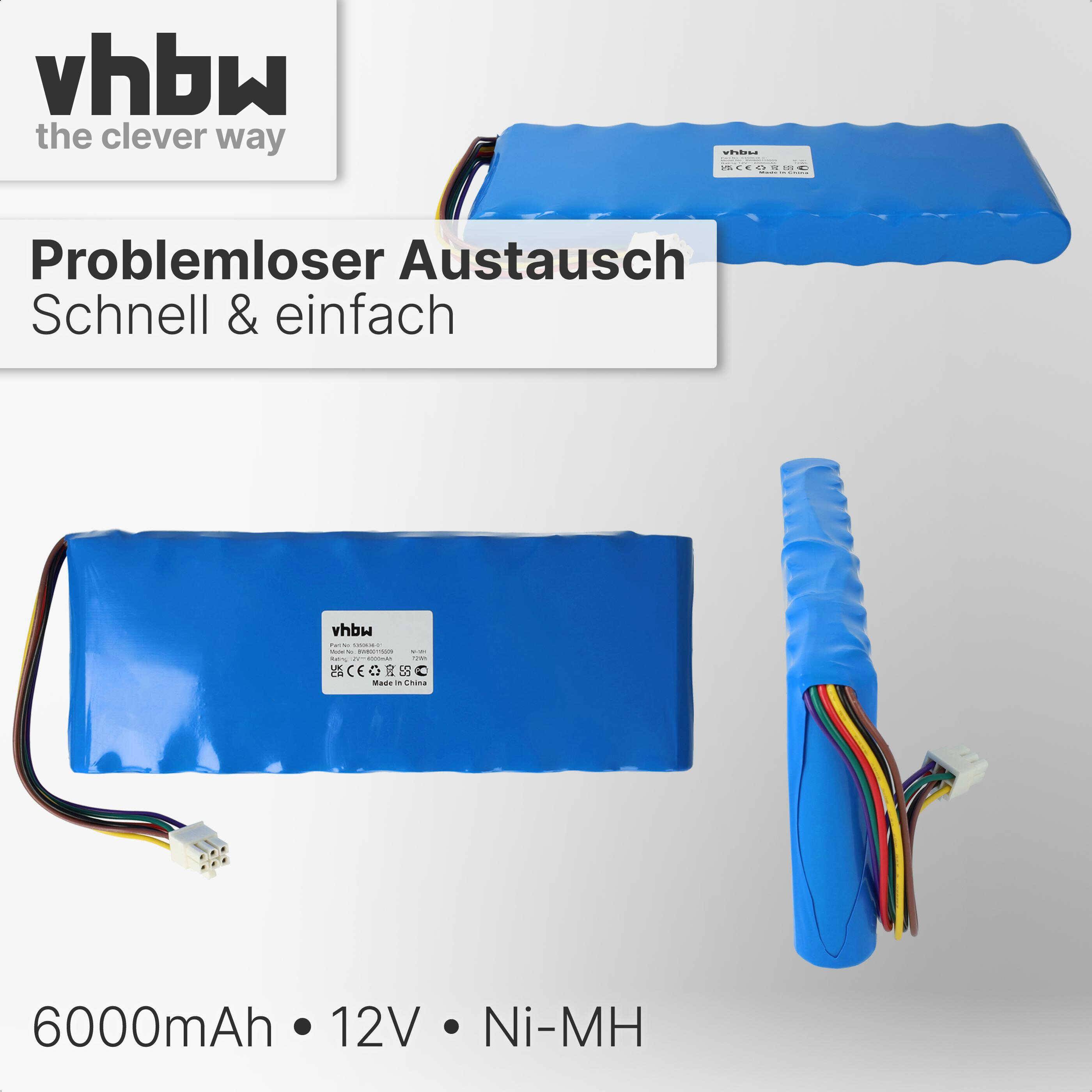 vhbw Akku Ersatz für Husqvarna 535063601, 5350962-01, 535096201, 535 06 36-01, 5350636-01, 535 09 62-01 für Rasenroboter (6000mAh, 12V, NiMH)