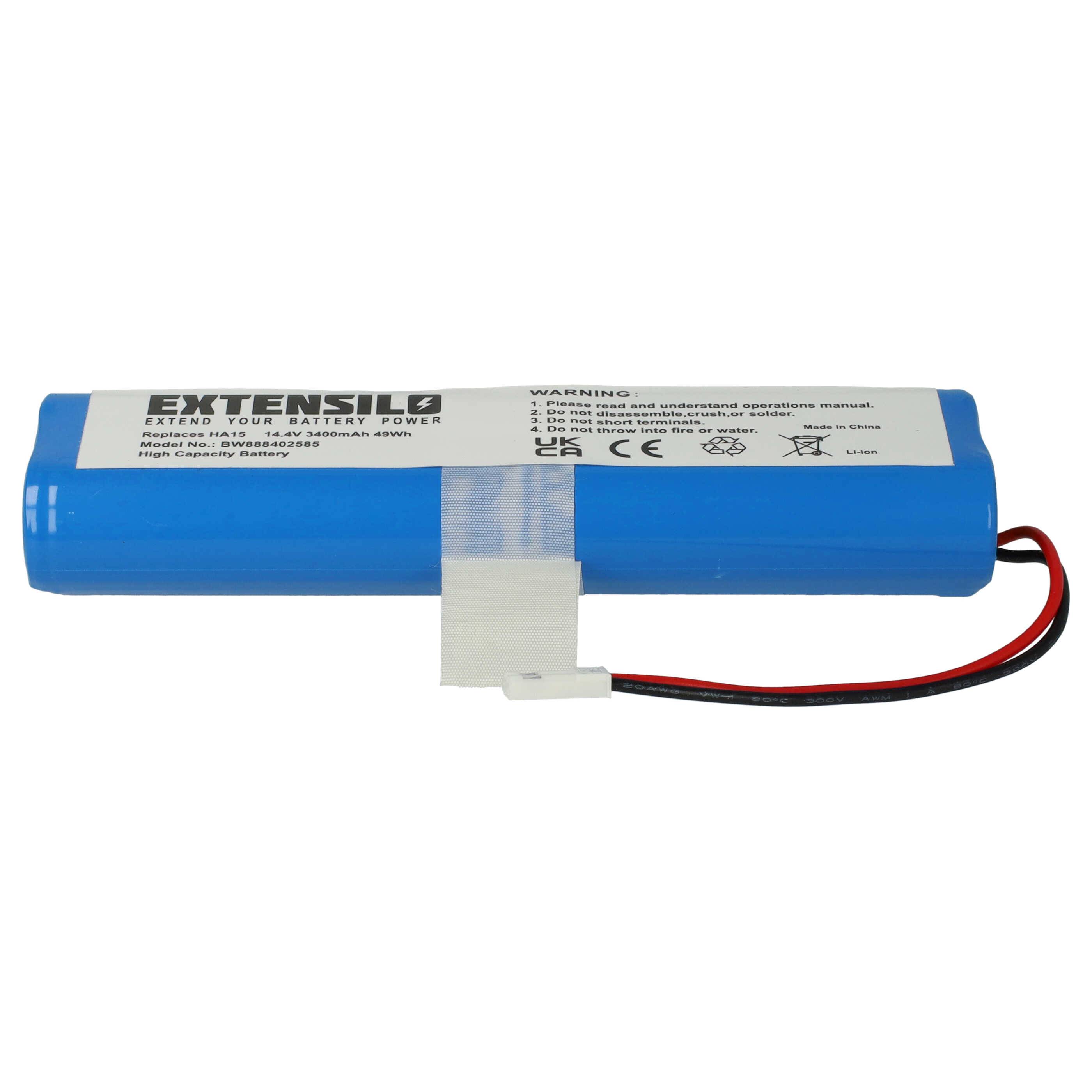 EXTENSILO Akku kompatibel mit Medion MD13202, MD16192, MD18500, MD18501, MD18600, E32 SW, MD18510 Saugroboter (3400 mAh, 14,4 V, Li-Ion)