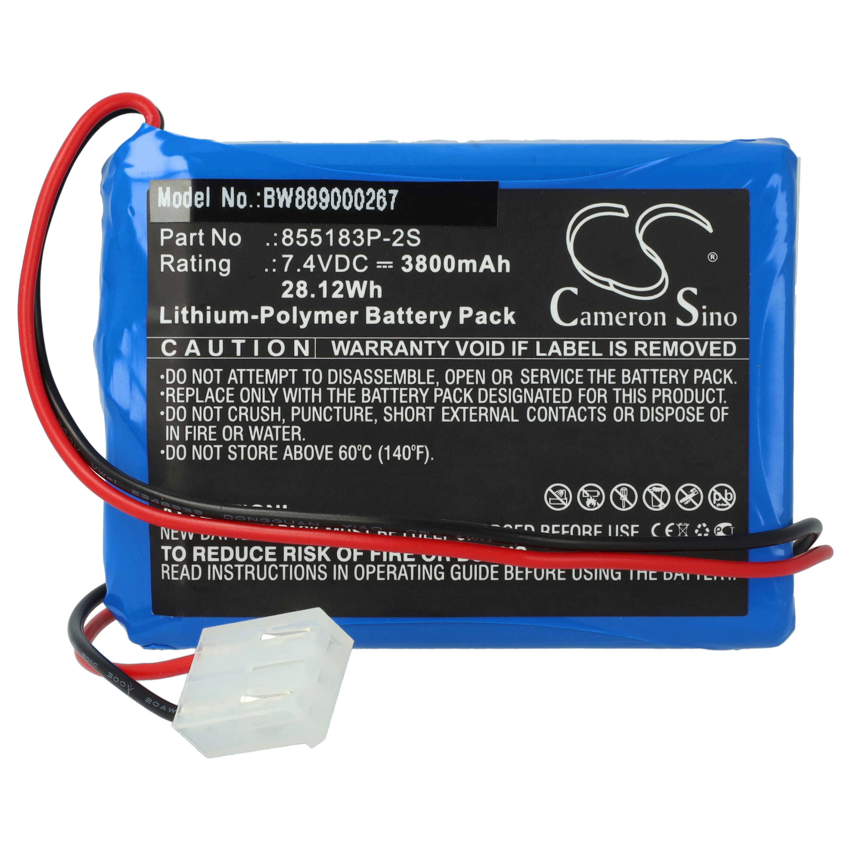 vhbw Akku Ersatz für Contec 855183P-2S für Medizintechnik (3800mAh, 7,4V, Li-Polymer)