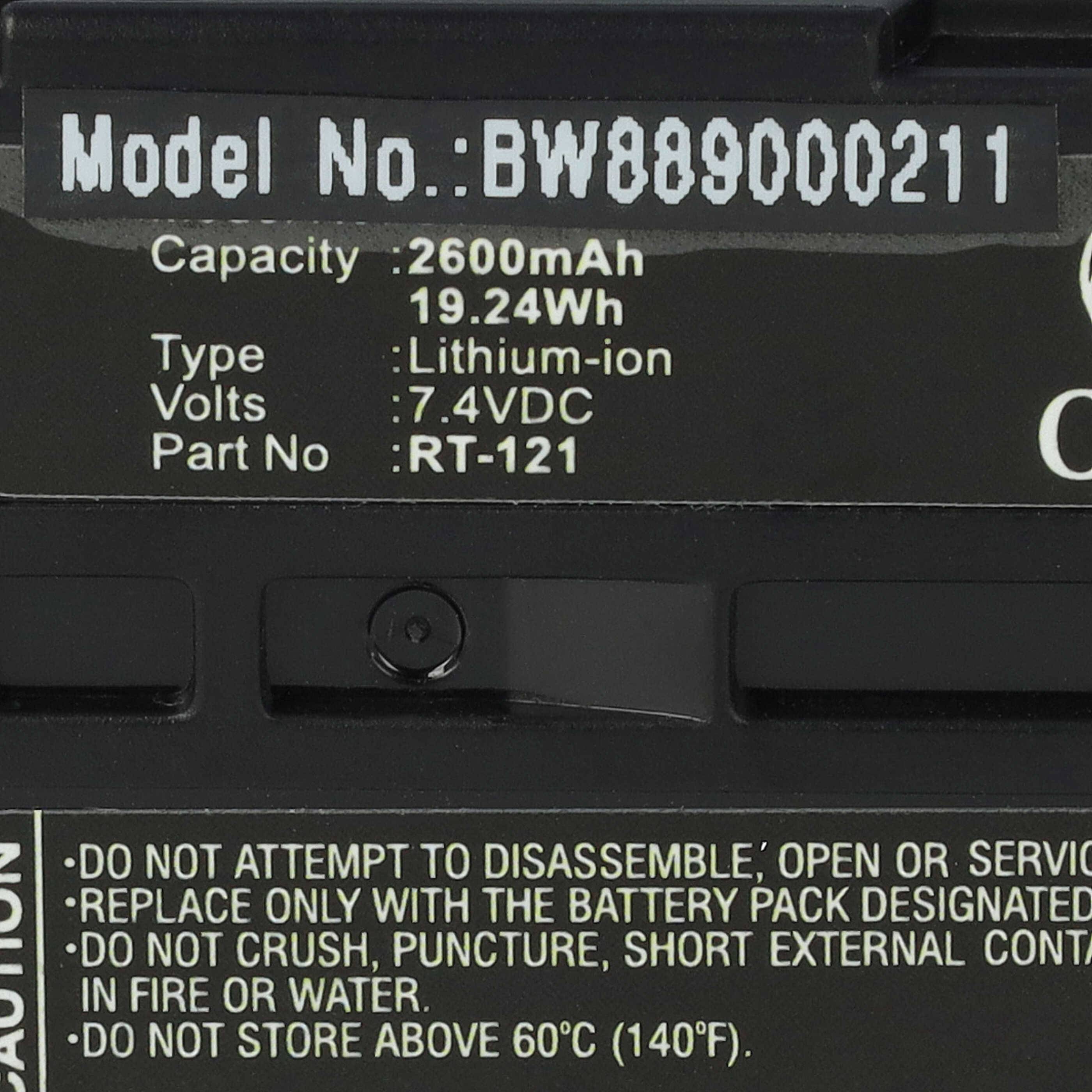 vhbw Akku Ersatz für Righton RT-121 für Medizintechnik (2600 mAh, 7,4 V, Li-Ion)