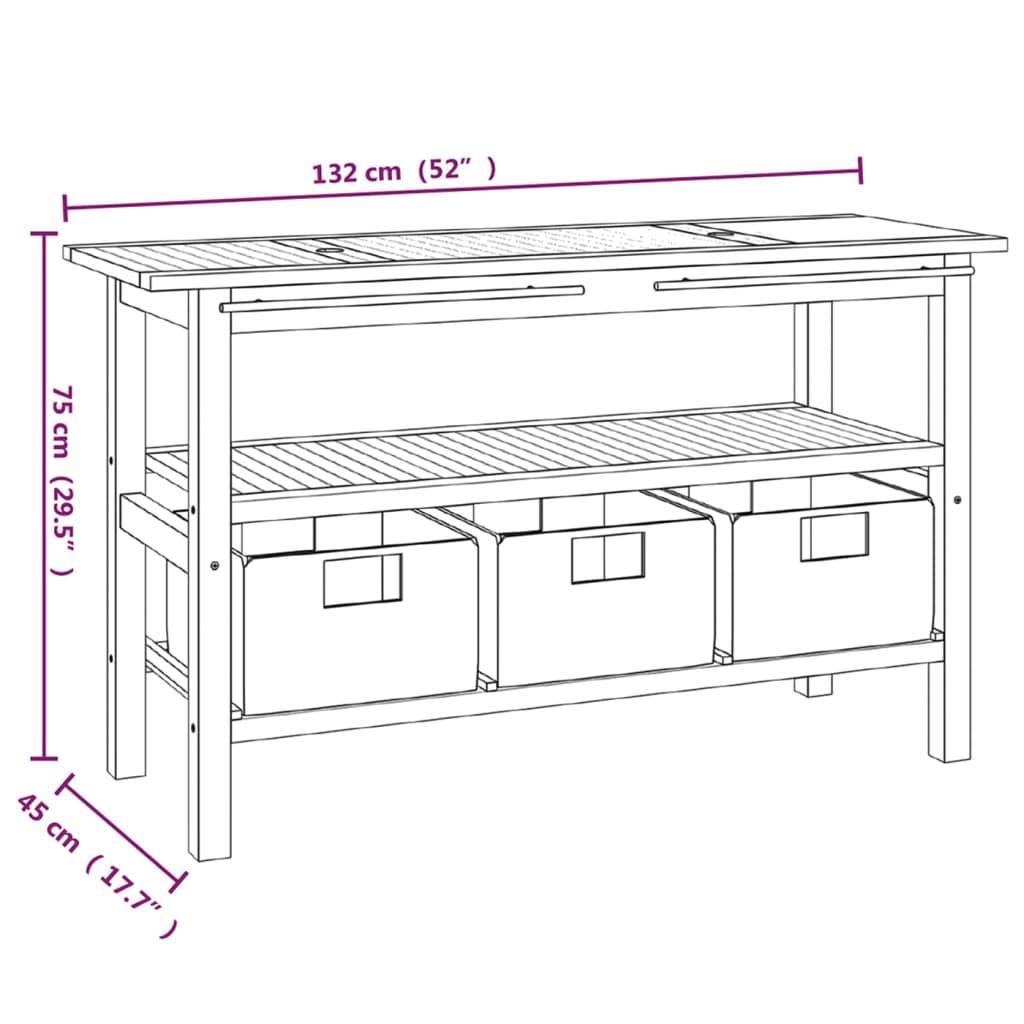 vidaXL Waschtisch mit Schwarzen Marmorbecken Massivholz Teak