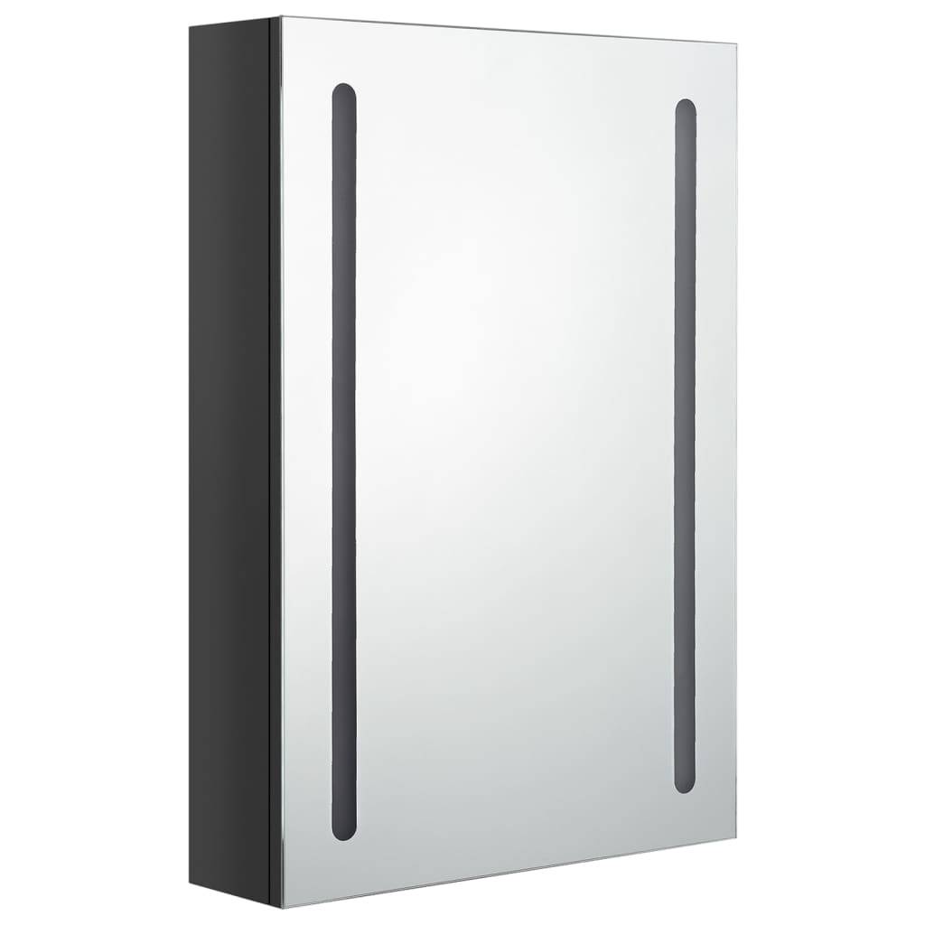 vidaXL LED-Spiegelschrank fürs Bad Glänzend Schwarz 50x13x70 cm