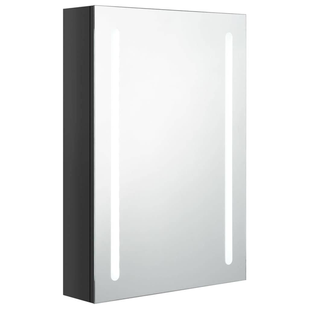 vidaXL LED-Spiegelschrank fürs Bad Glänzend Schwarz 50x13x70 cm