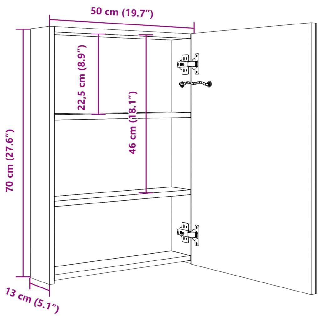 vidaXL LED-Spiegelschrank fürs Bad Glänzend Grau 50x13x70 cm