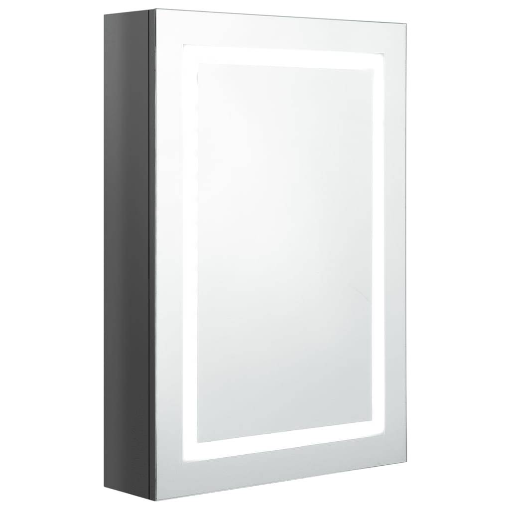vidaXL LED-Spiegelschrank fürs Bad Glänzend Grau 50x13x70 cm