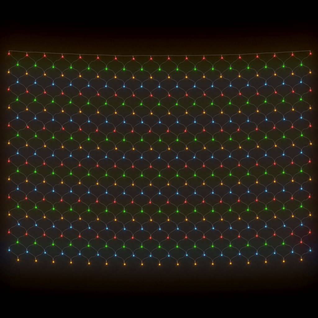 vidaXL Weihnachts-Lichternetz Mehrfarbig 3x3 m 306 LEDs Indoor Outdoor