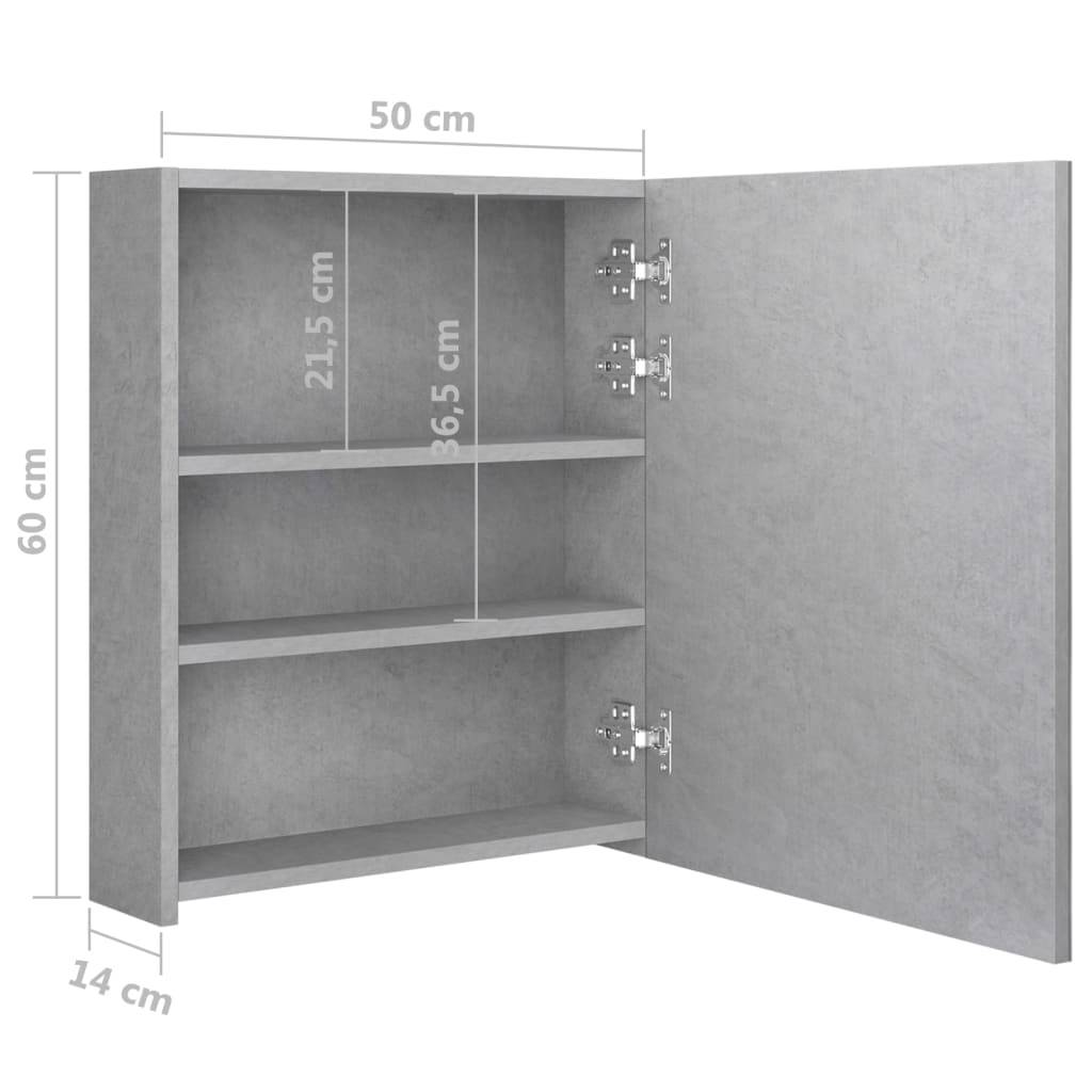 vidaXL LED-Spiegelschrank fürs Bad Glänzend Grau 50x14x60 cm
