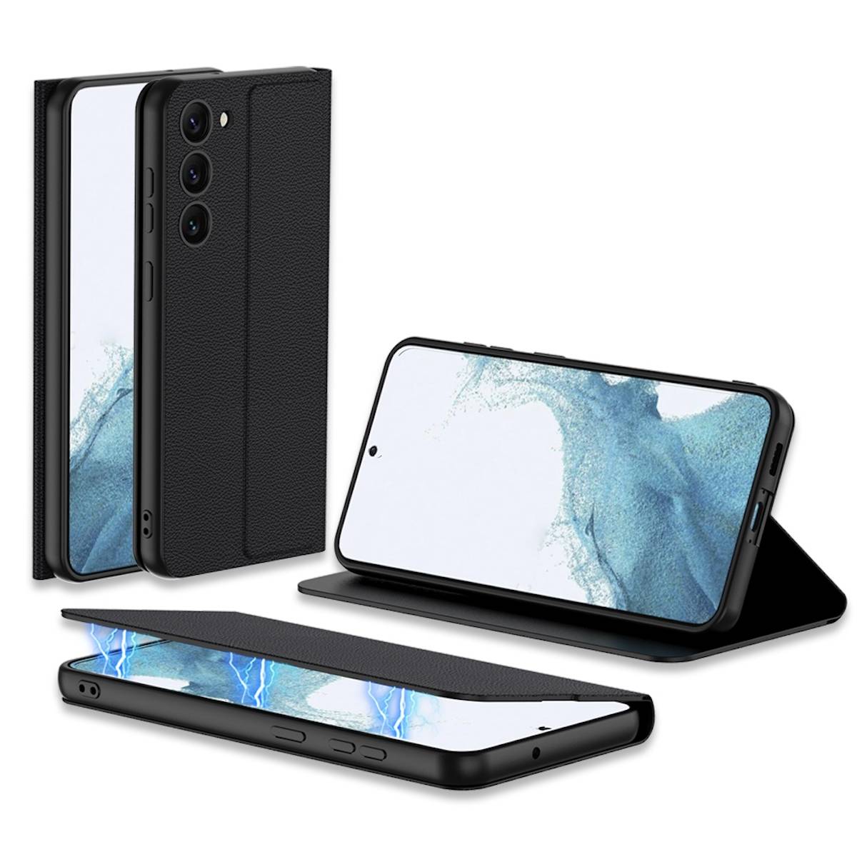 Für Samsung Galaxy S23 Plus 5G Magnet Schock Schutz Handy Tasche Schwarz Kunst-Leder Hülle Cover Etuis Zubehör Neu