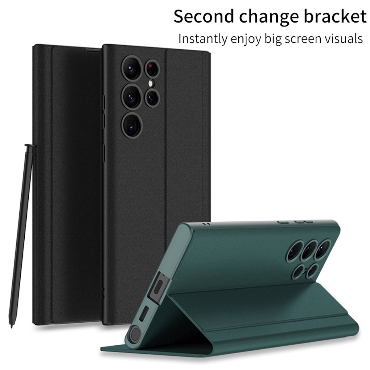 Für Samsung Galaxy S23 Ultra 5G Magnet Schock Schutz Handy Tasche Grün Kunst-Leder Hülle Cover Etuis Zubehör Neu