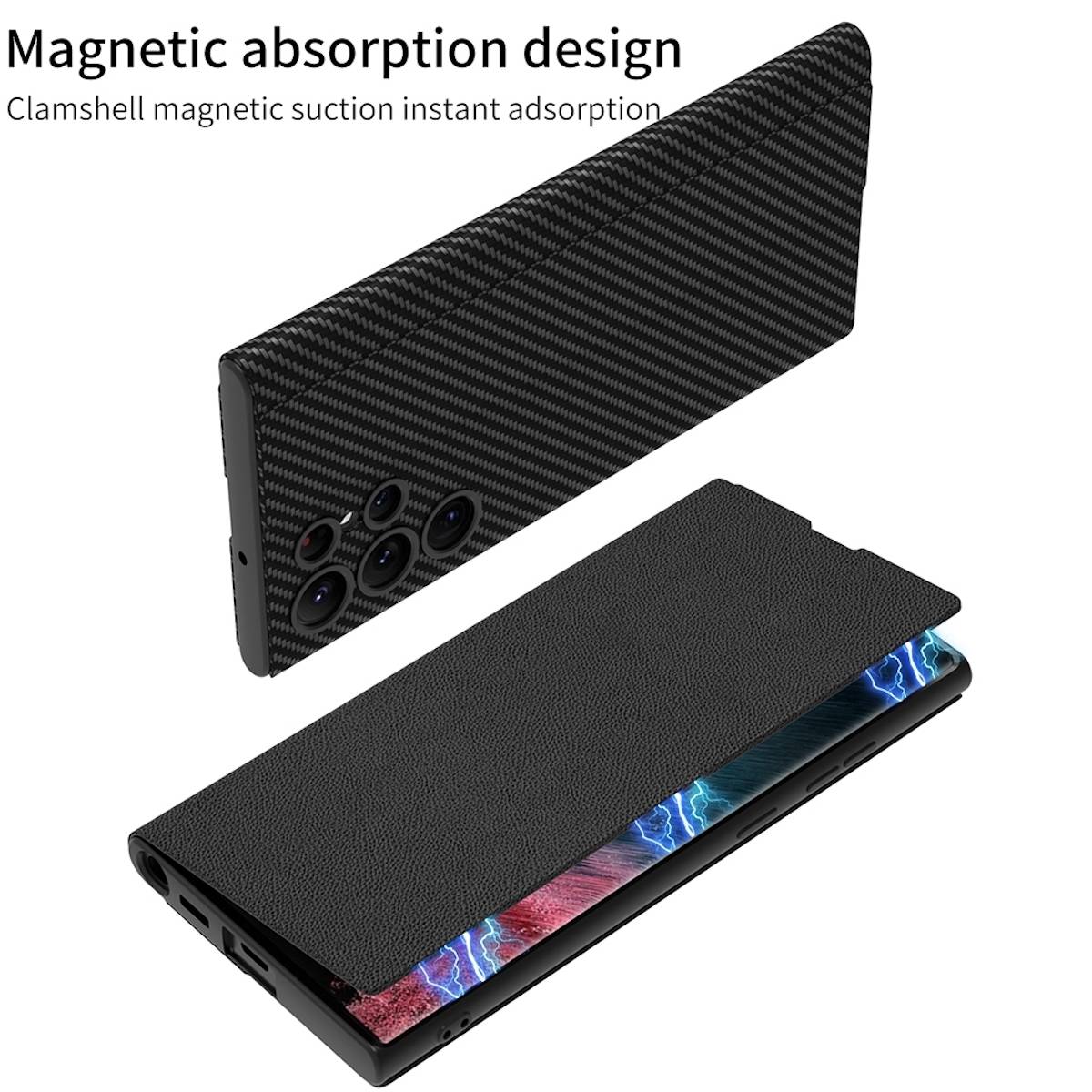 Für Samsung Galaxy S23 Ultra 5G Magnet Schock Schutz Handy Tasche Grün Kunst-Leder Hülle Cover Etuis Zubehör Neu