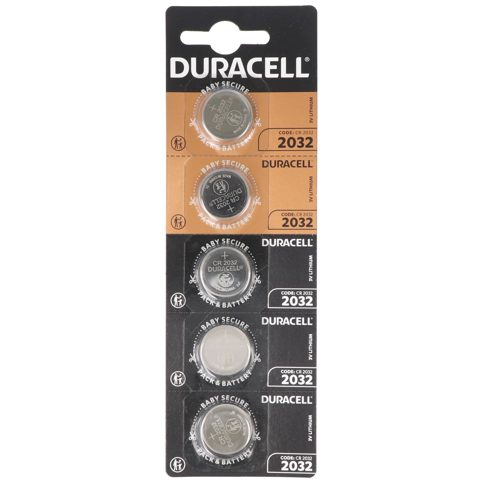 5x Duracell CR2032 Lithium Batterie 3 Volt mit bis zu 180mAh Kapazität