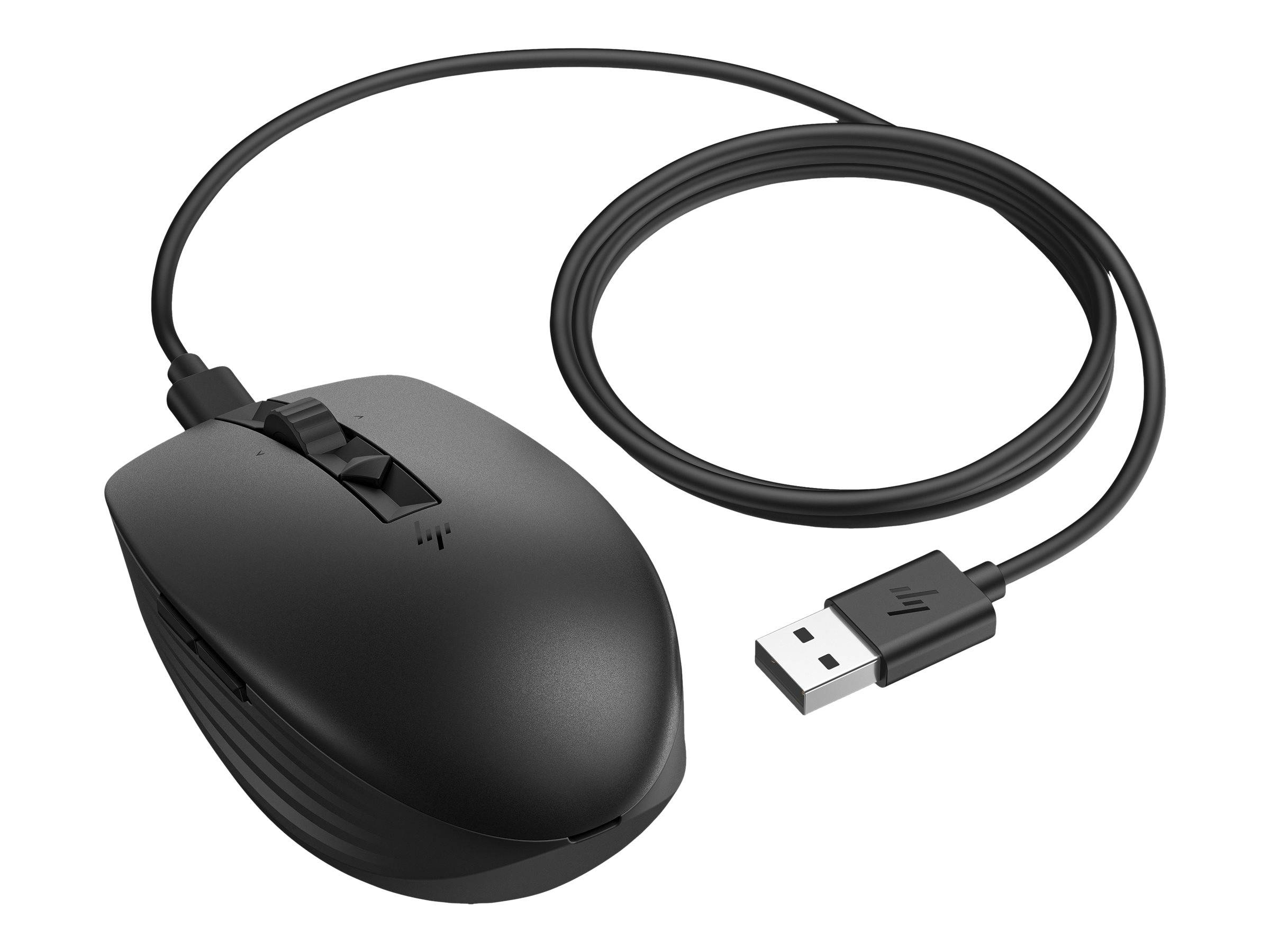HP 715 - Maus - mehrere Geräte, wiederaufladbar - 7 Tasten - kabellos, kabelgebunden - Bluetooth 3.0, 2.4 GHz - kabellos