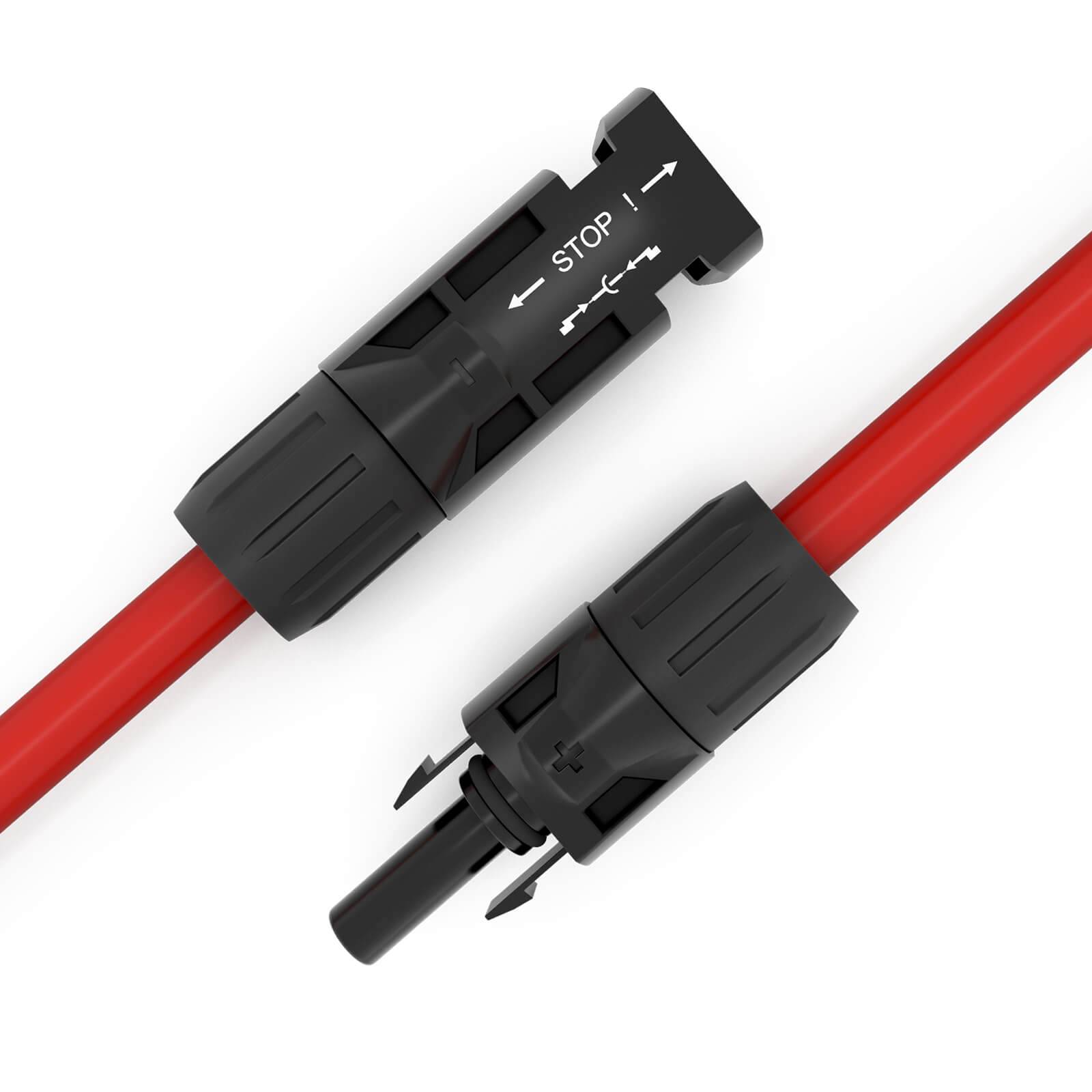 hb-digital 25m Solar Kabel 4mm2 Solarstecker Solarbuchse Photovoltaik Kabel H1Z2Z2-K für PV Anlagen rot