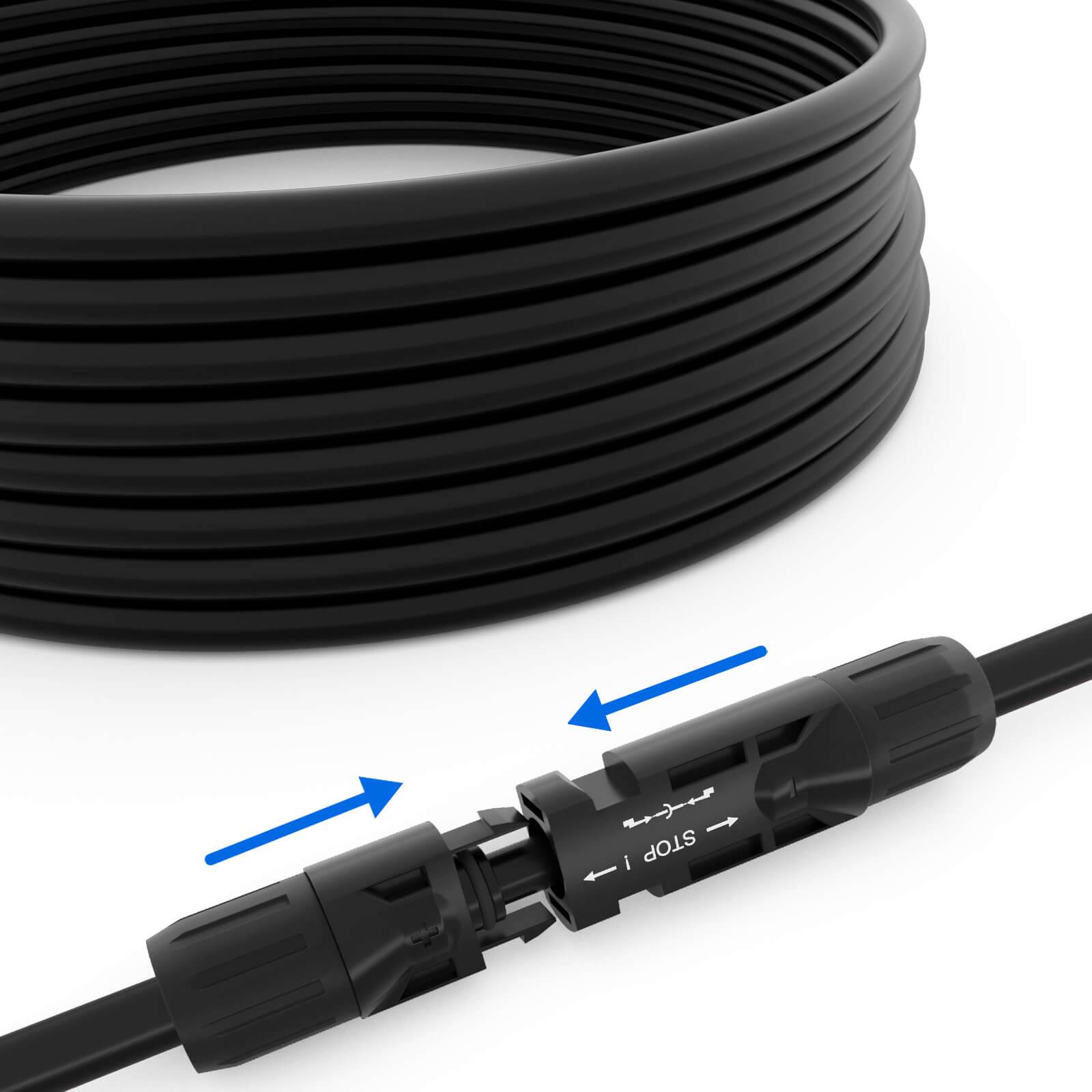 hb-digital 30m Solarkabel H1Z2Z2-K 4mm² Solarstecker Solarbuchse Photovoltaik Kabel für PV Anlagen schwarz