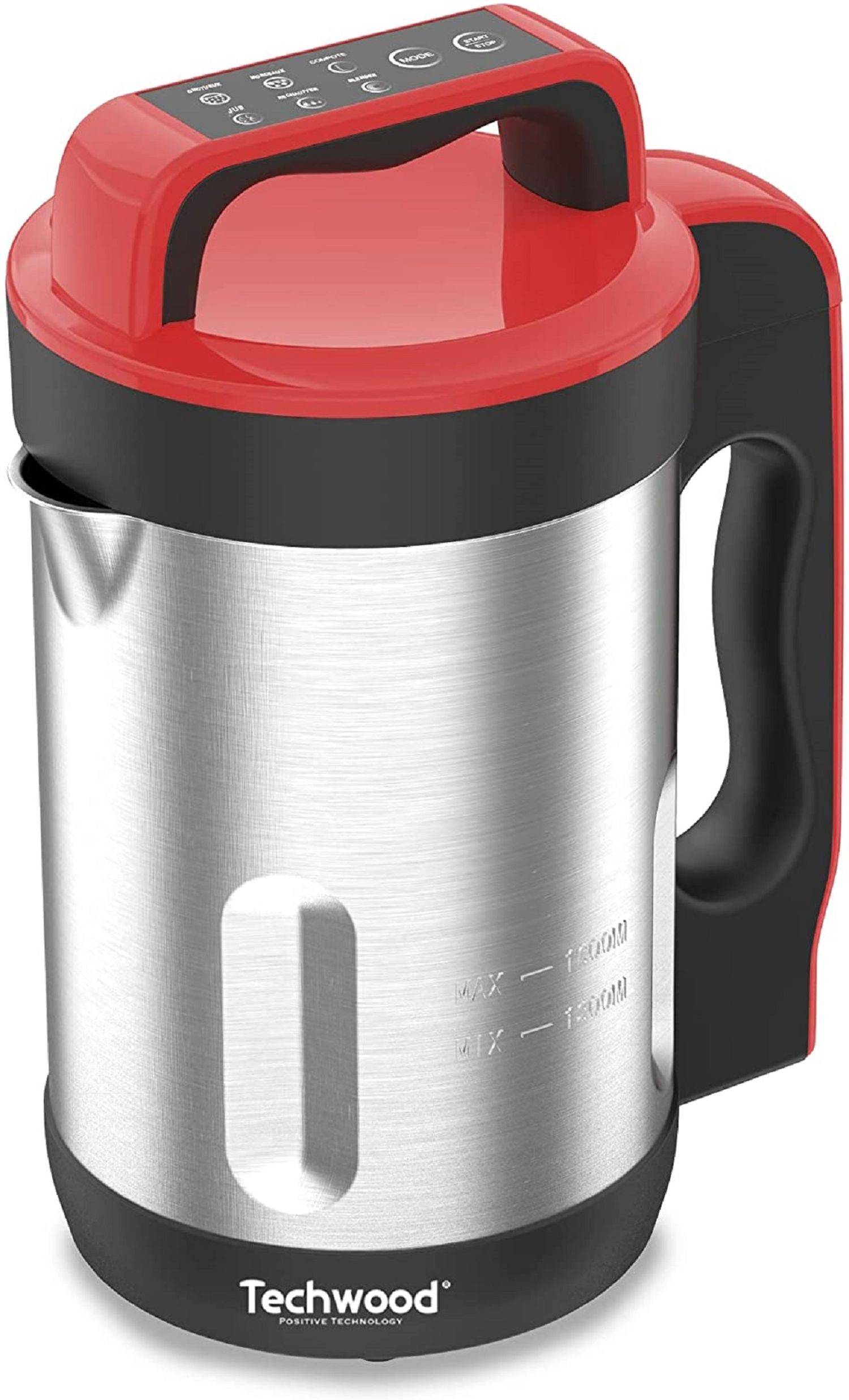 Techwood TSM-1655 Standmixer, beheizbar, Kapazität 1,6 l, Suppe samtig, Kompot, Warmhaltefunktion, 1000 W, Edelstahl