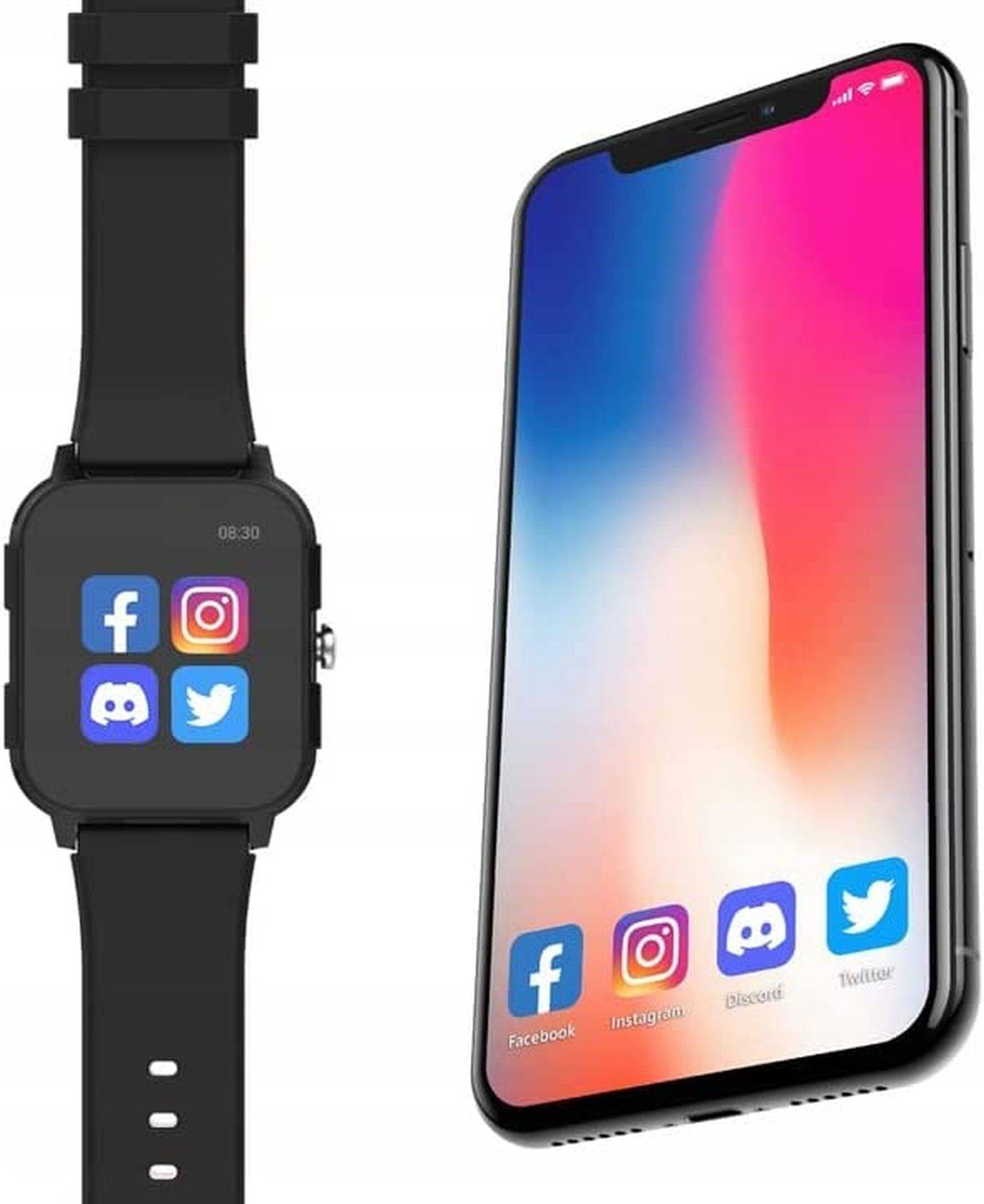 FOREVER Smartwatch IGO PRO JW-150 1,4" Zoll IP68 für Schritte, Thermometer, Puls, Spiele, Bluetooth-Verbindung Rosa