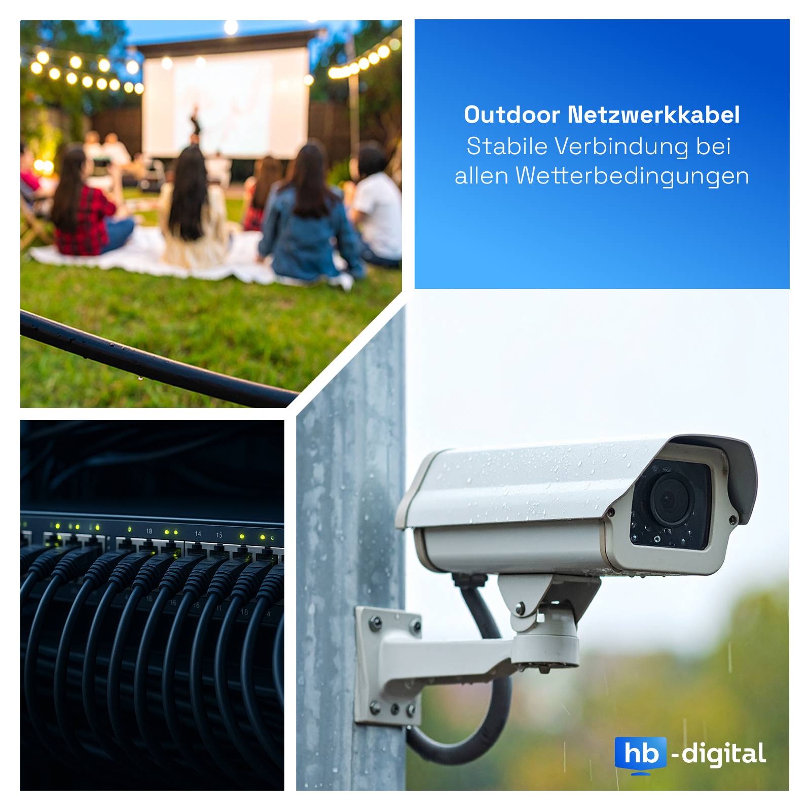 hb-digital CAT7 Verlegekabel Außen 50m Datenkabel S/FTP PE AWG23