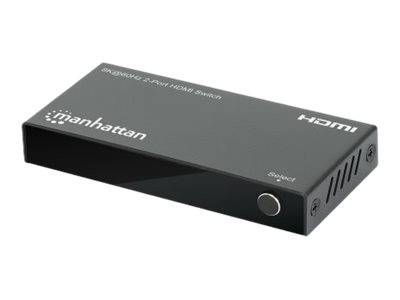 Manhattan HDMI Switch 2-Port, 8K@60Hz, Connects x2 HDMI sources to x1 display, Automatic Switching, Includes Micro-USB t