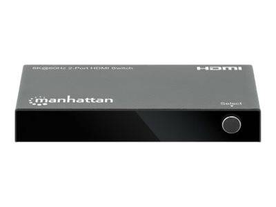 Manhattan HDMI Switch 2-Port, 8K@60Hz, Connects x2 HDMI sources to x1 display, Automatic Switching, Includes Micro-USB t