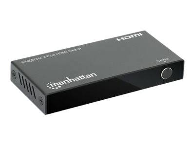 Manhattan HDMI Switch 2-Port, 8K@60Hz, Connects x2 HDMI sources to x1 display, Automatic Switching, Includes Micro-USB t