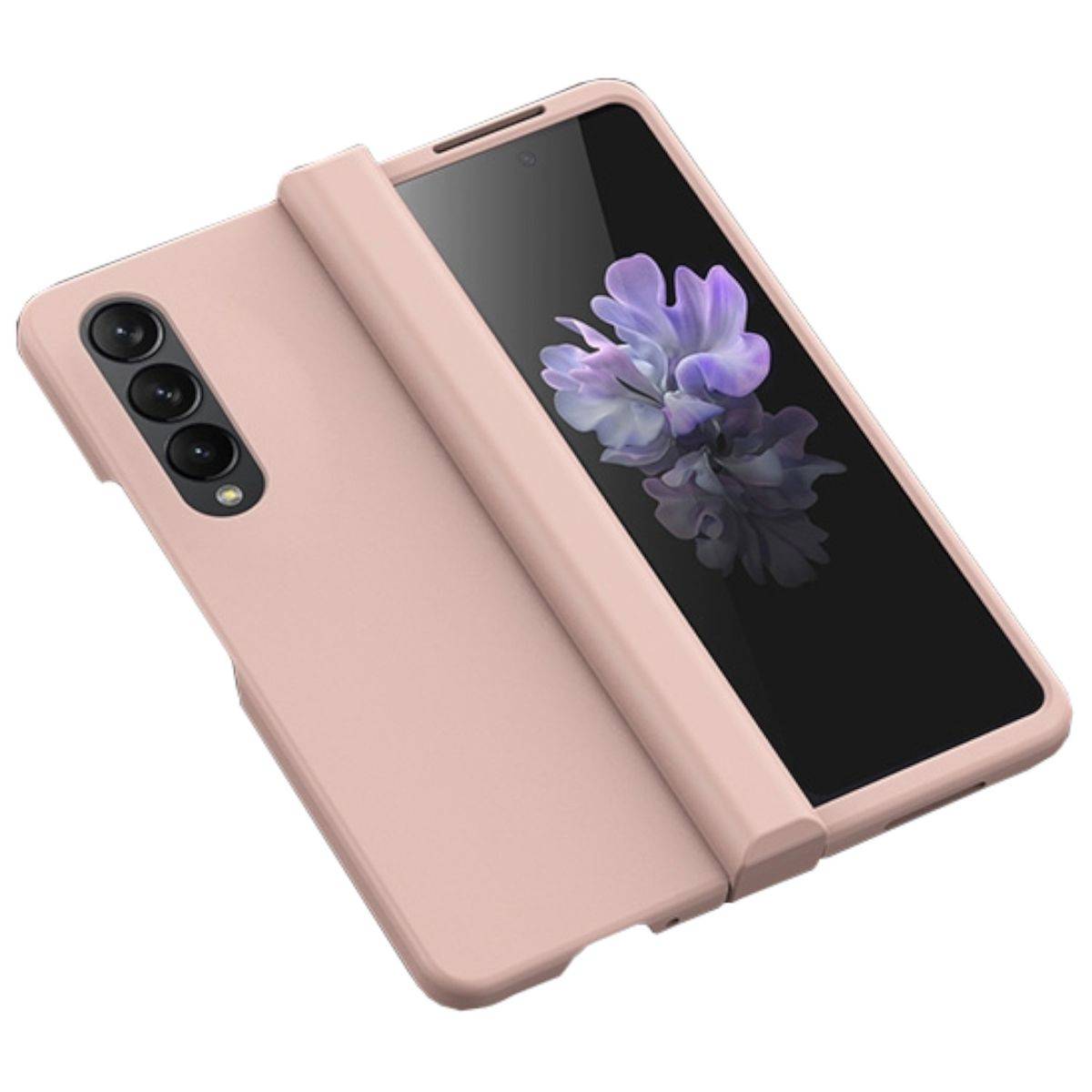 Für Samsung Galaxy Z Fold4 Faltbare Skin Feel Schutzhülle Rosa Schutz Case Cover Etui Handy Tasche