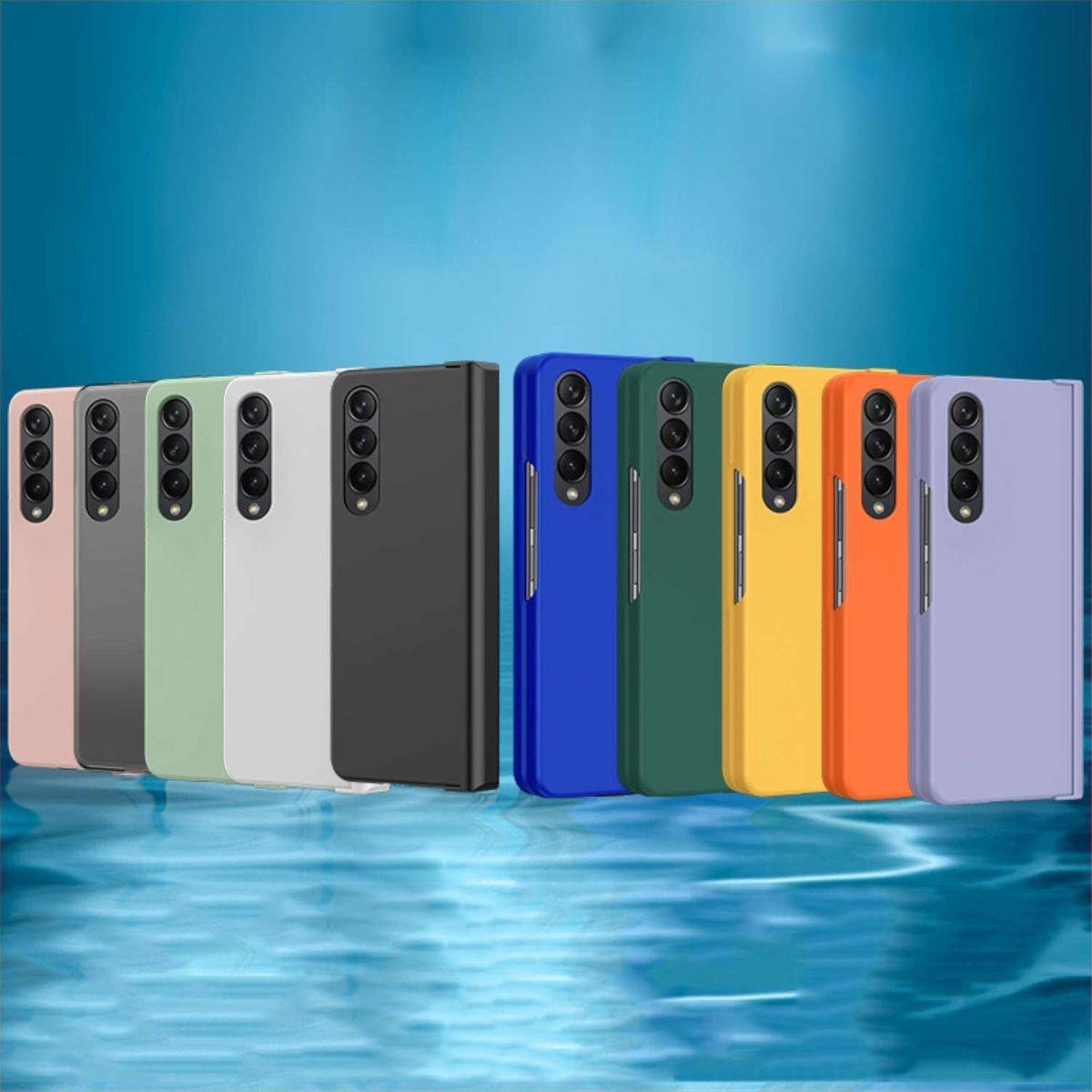 Für Samsung Galaxy Z Fold4 Faltbare Skin Feel Schutzhülle Hellgrün Schutz Case Cover Etui Handy Tasche