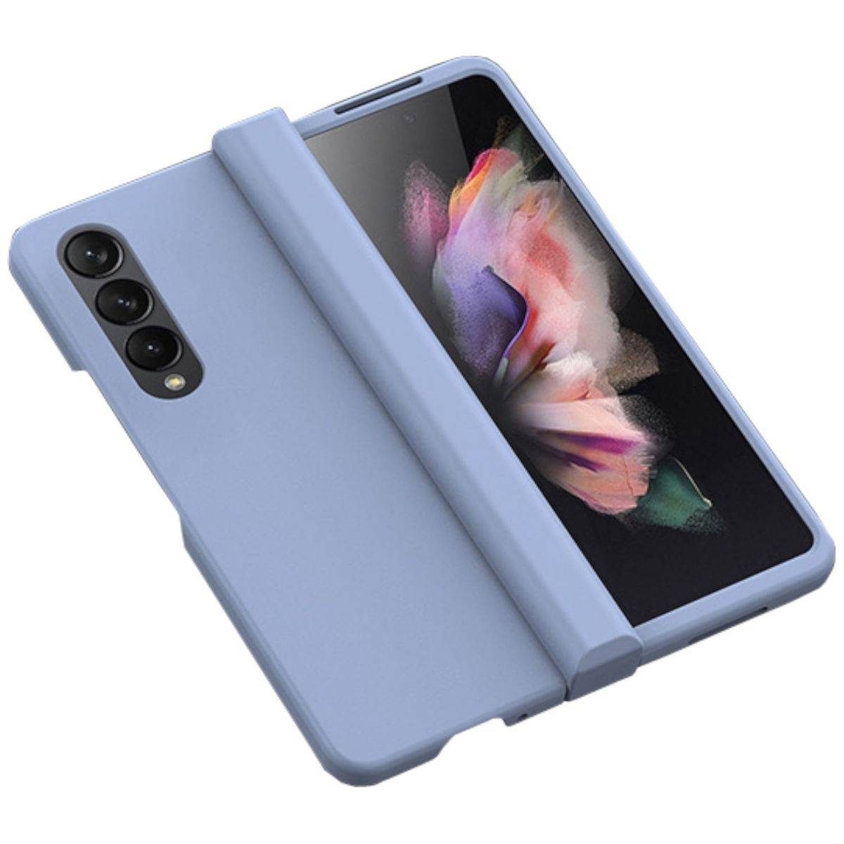 Für Samsung Galaxy Z Fold4 Faltbare Skin Feel Schutzhülle Hellblau Schutz Case Cover Etui Handy Tasche