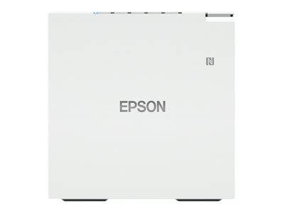 Weißer Epson-Projektor von oben betrachtet, mit zentrierter 