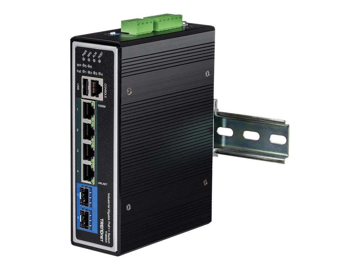 TRENDnet TI-BG62i - Switch - industriell - L2+ - managed - 4 x 10/100/1000 (PoE++)