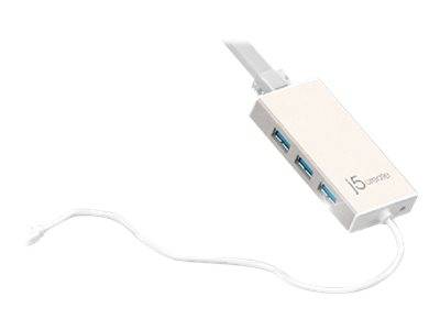 j5create JCH471 - Netzwerkadapter - USB-C - Gigabit Ethernet x 1 + USB 3.0 x 3