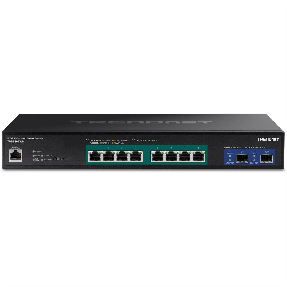 TRENDnet TPE-3102WS 10-Port 2.5G Switch, Web Smart PoE+ mit 10G SFP+ Slots